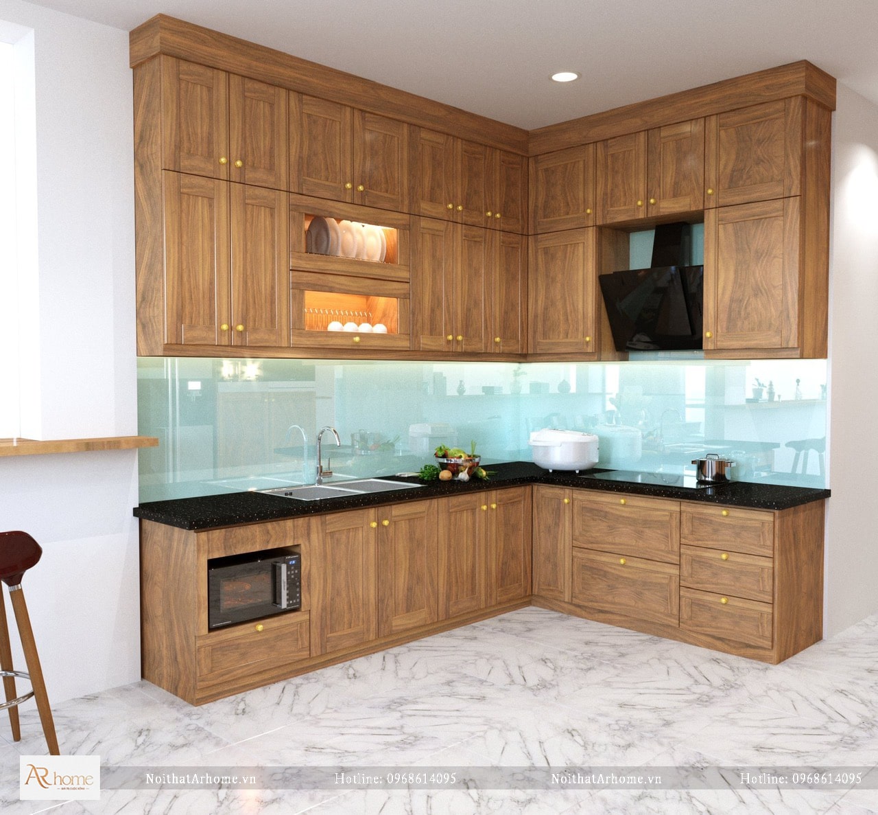 Các loại vật liệu làm tủ bếp bằng gỗ tự nhiên