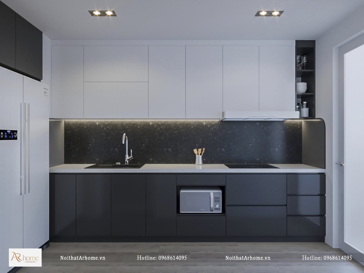 Tủ bếp inox cánh Laminate hiện đại