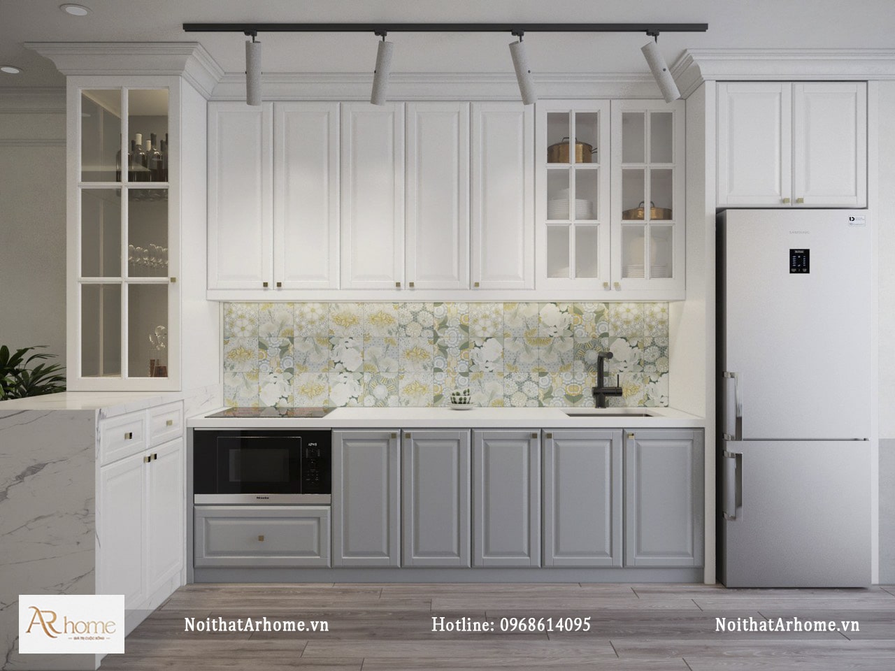 Tủ bếp chữ I bằng gỗ công nghiệp MDF