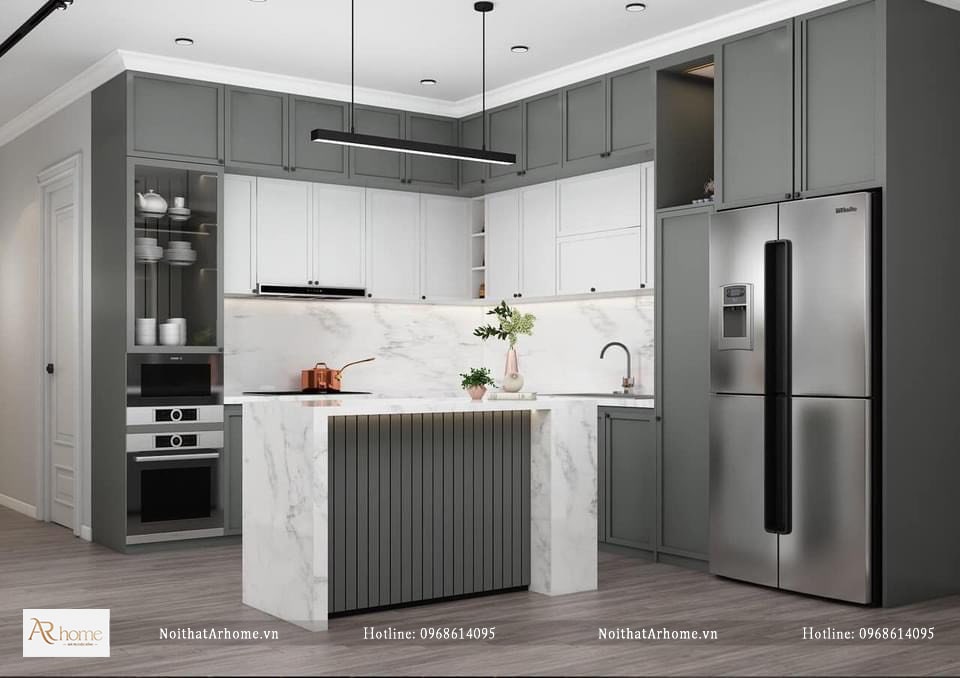 Mẫu tủ bếp phong cách tân cổ điển An Cường