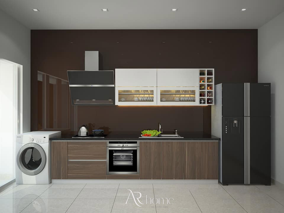 Nhược điểm tủ bếp chữ I tone màu trắng
