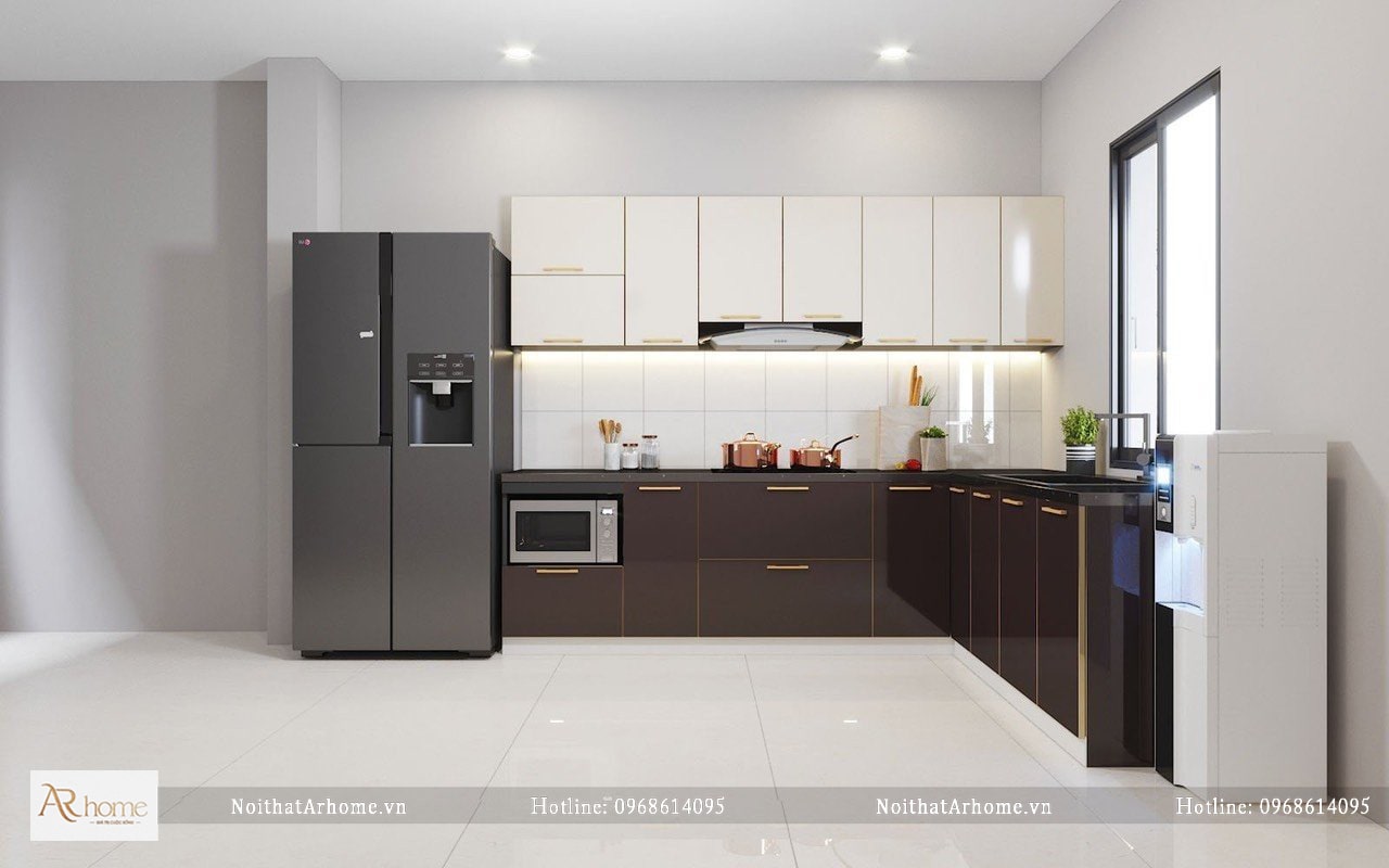 Thiết kế tủ bếp inox cánh kính cao cấp