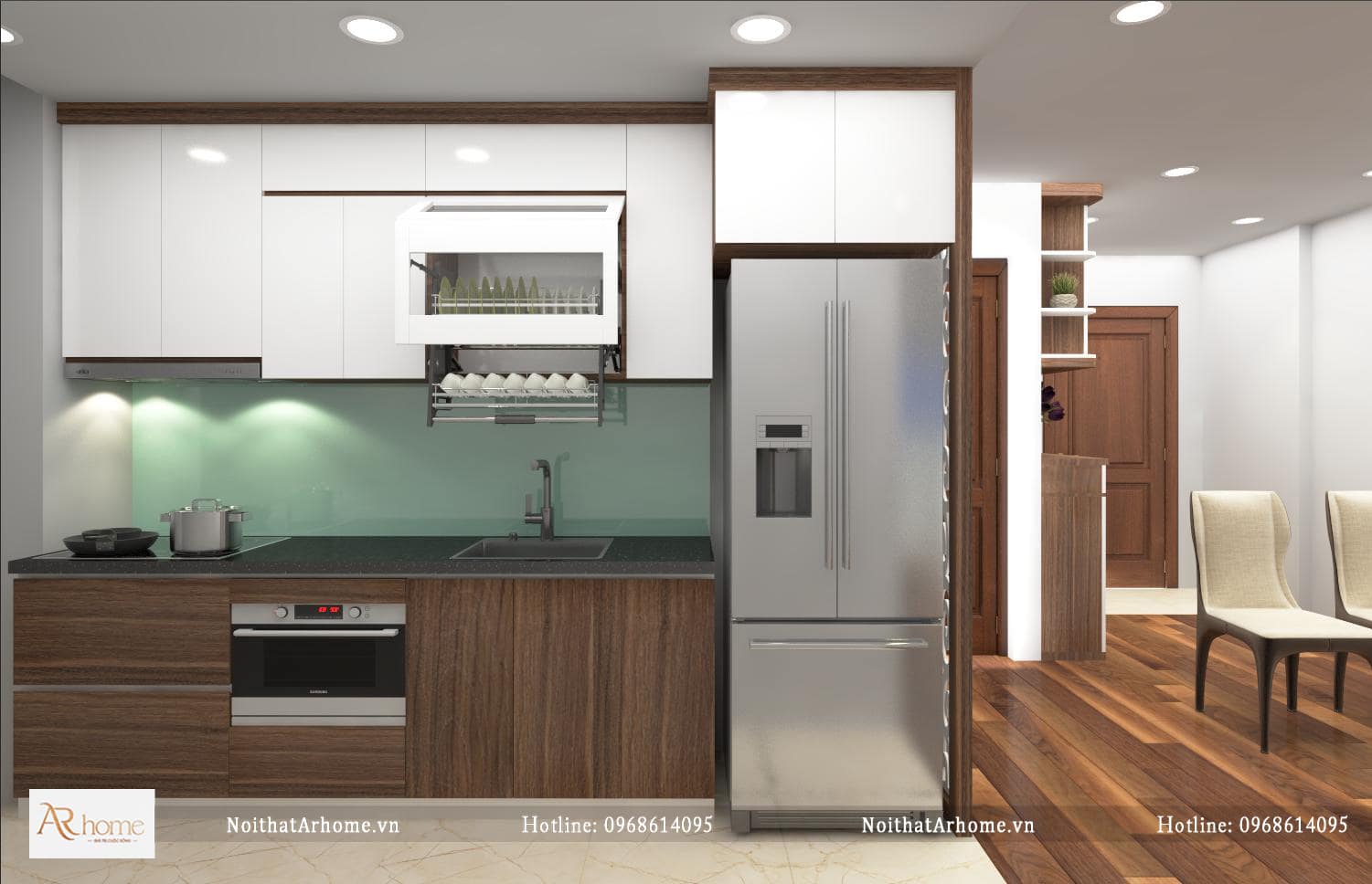 Thiết kế tủ bếp phủ Melamine
