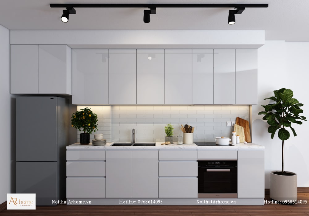 Tủ bếp nhựa Picomat cánh Acrylic trắng
