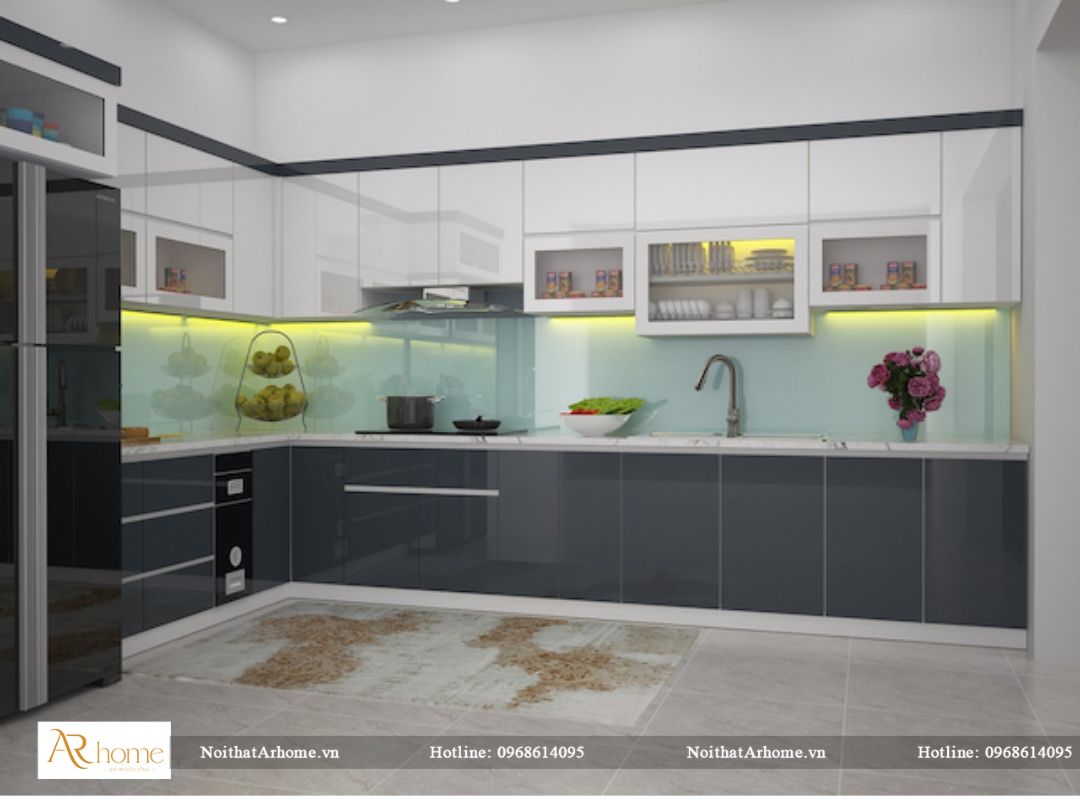 Tủ bếp inox cánh Acrylictinh tế
