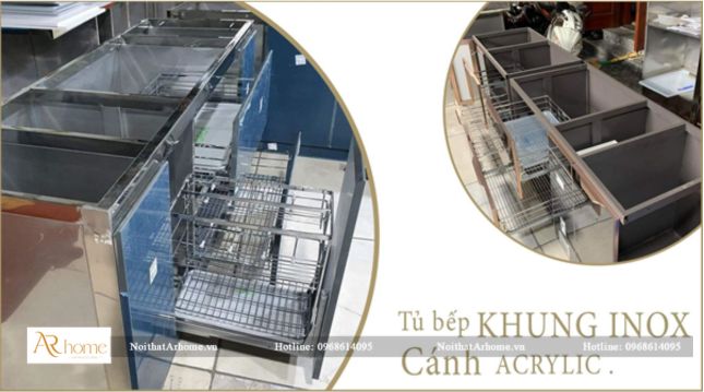 Tủ bếp khung inox cánh Acrylic