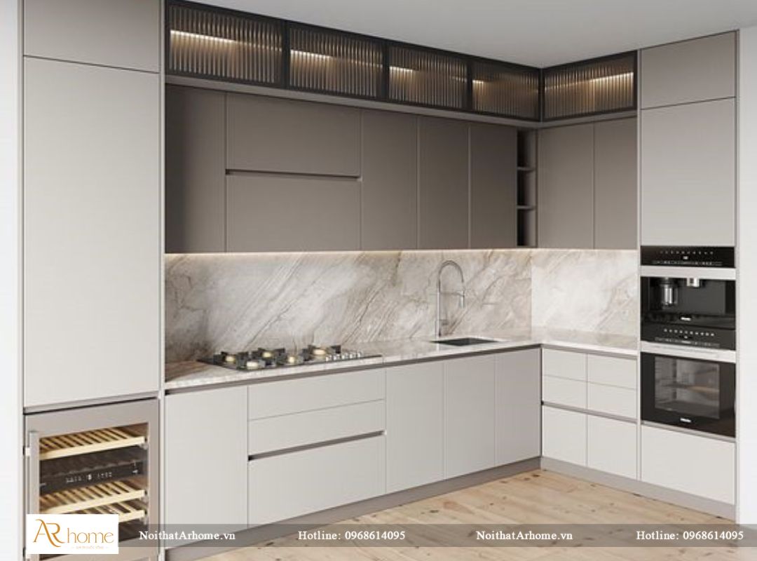tủ bếp nhựa Picomat phủ Acrylic siêu bền và đẹp