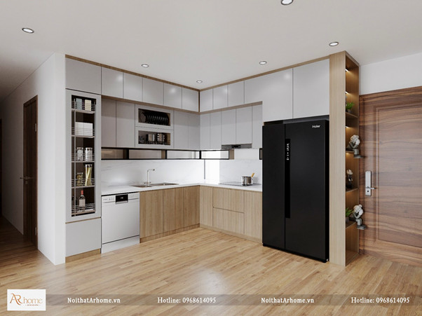 Mẫu tủ bếp Picomat màu vân gỗ