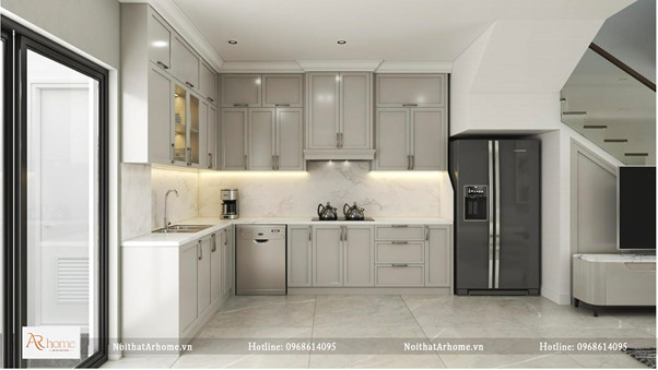 Tủ bếp nhựa tân cổ điển tinh tế thu hút mọi ánh nhìn