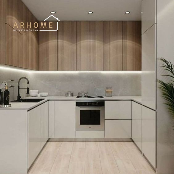 Không gian, bố cục tủ bếp chữ U đẹp