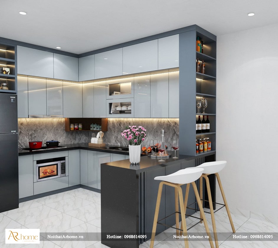 Chức năng bếp có quầy bar hiện đại