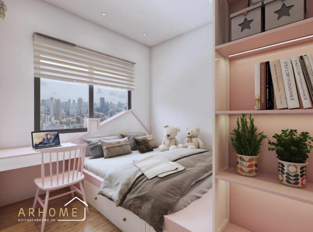 Giường ngủ bé gái dễ thương đáng yêu