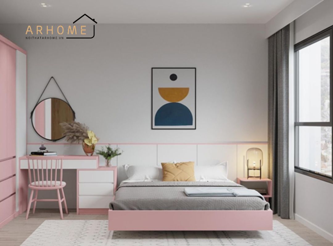 Phòng ngủ giá rẻ cho bé gái thiết kế cực kì hiện đại