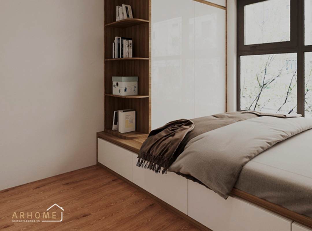 Giường ngủ gỗ công nghiệp có ngăn kéo liền tủ quần áo