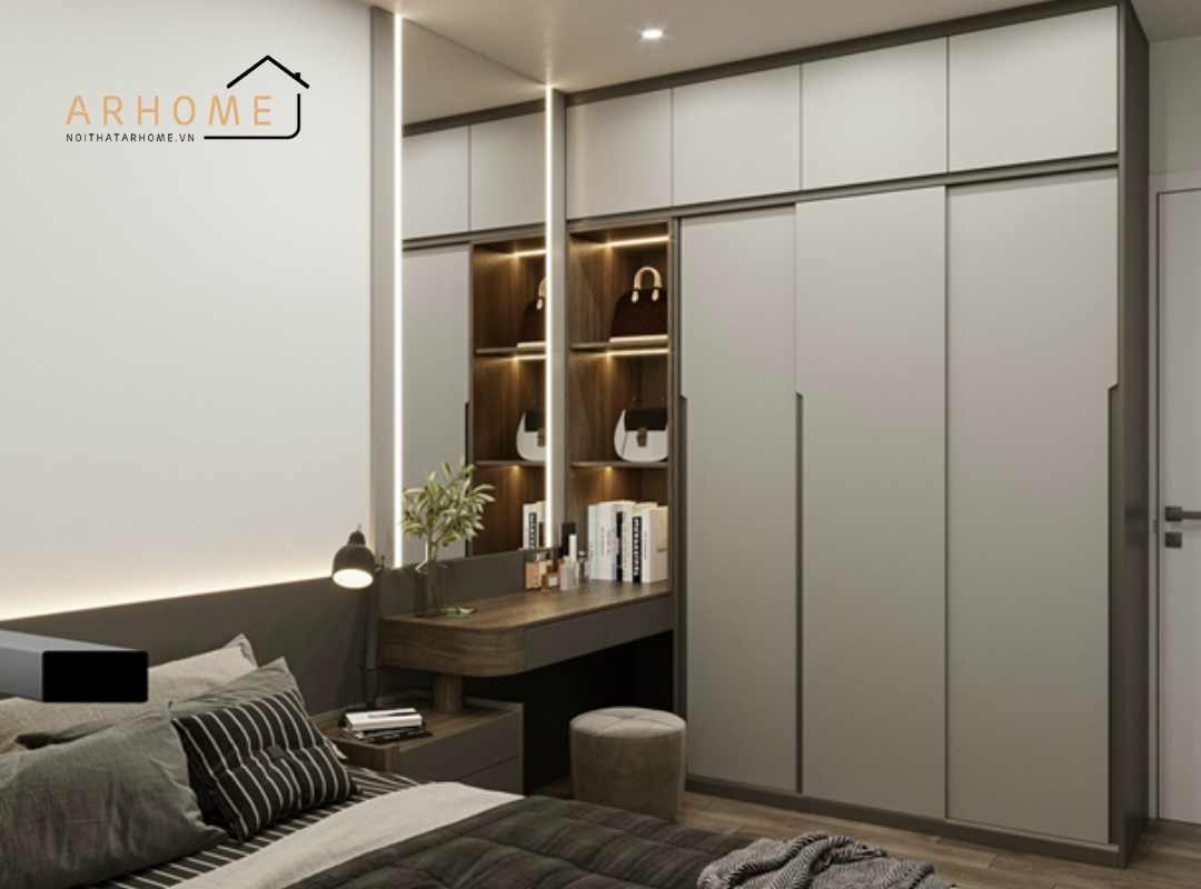 Giường ngủ liền tab đầu giường và bàn làm việc