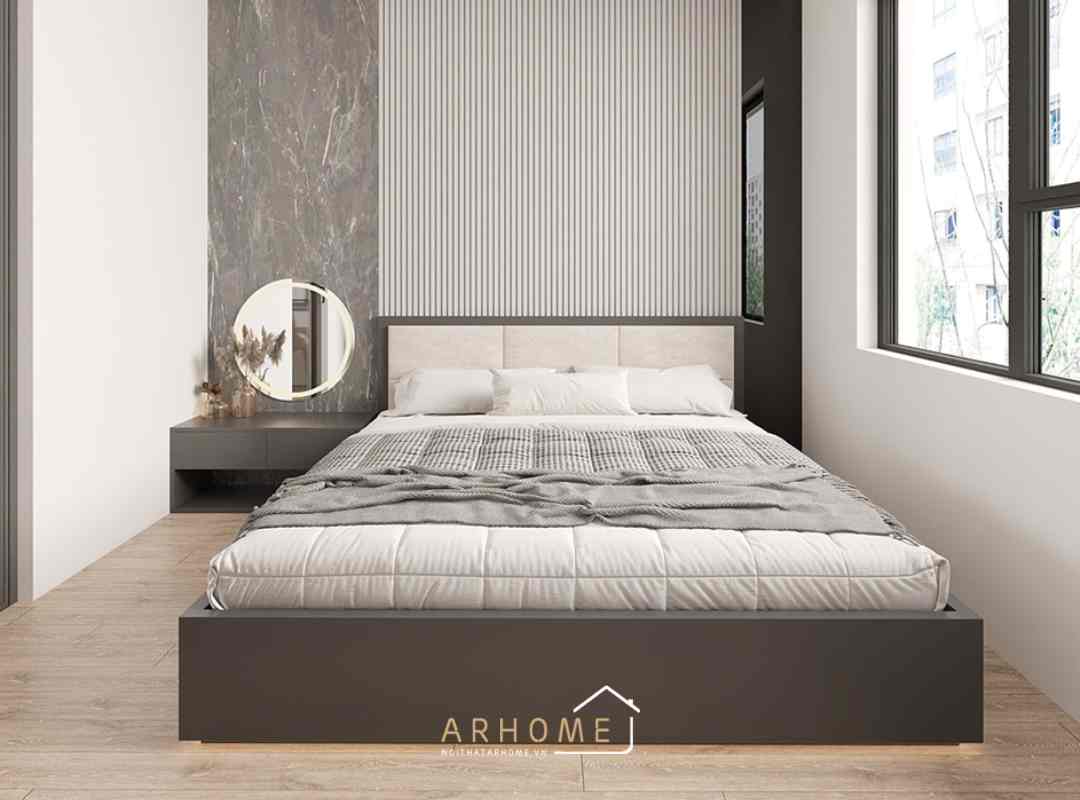 Giường ngủ gỗ Melamine kết hợp bàn trang điểm ngồi bệt kiểu nhật