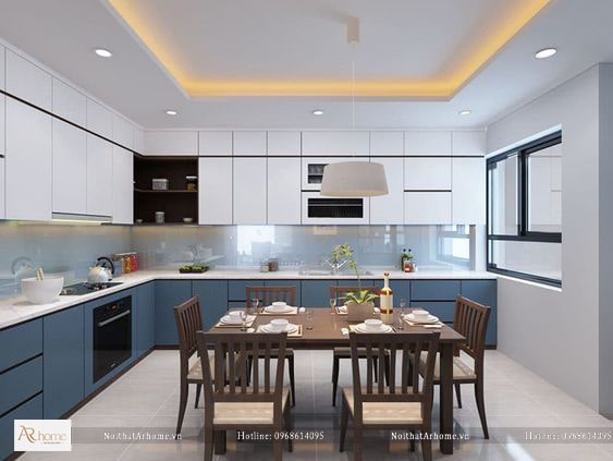 Mẫu bếp acrylic đẹp sử dụng màu sắc