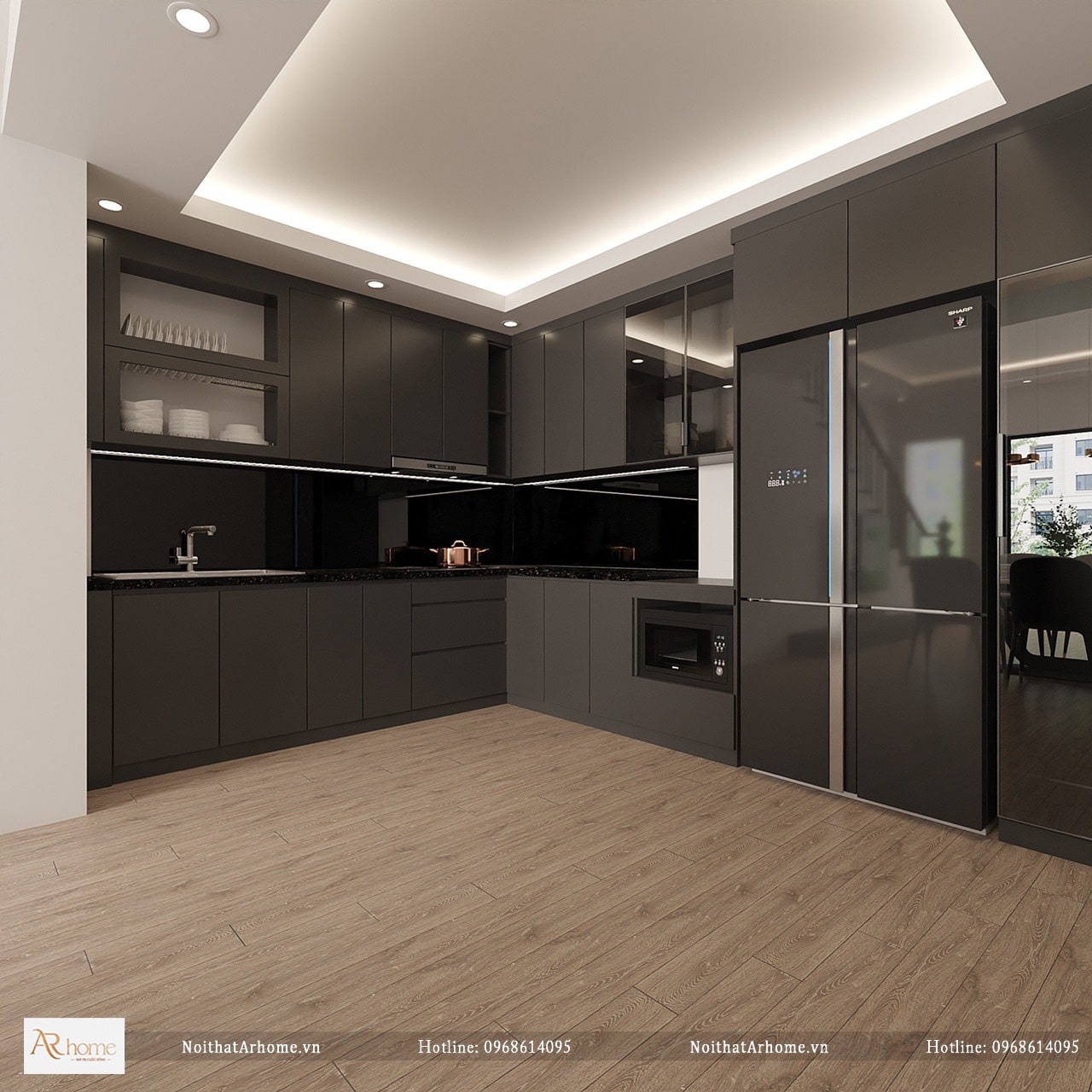 Tủ bếp nhựa acrylic tinh tế độc đáo