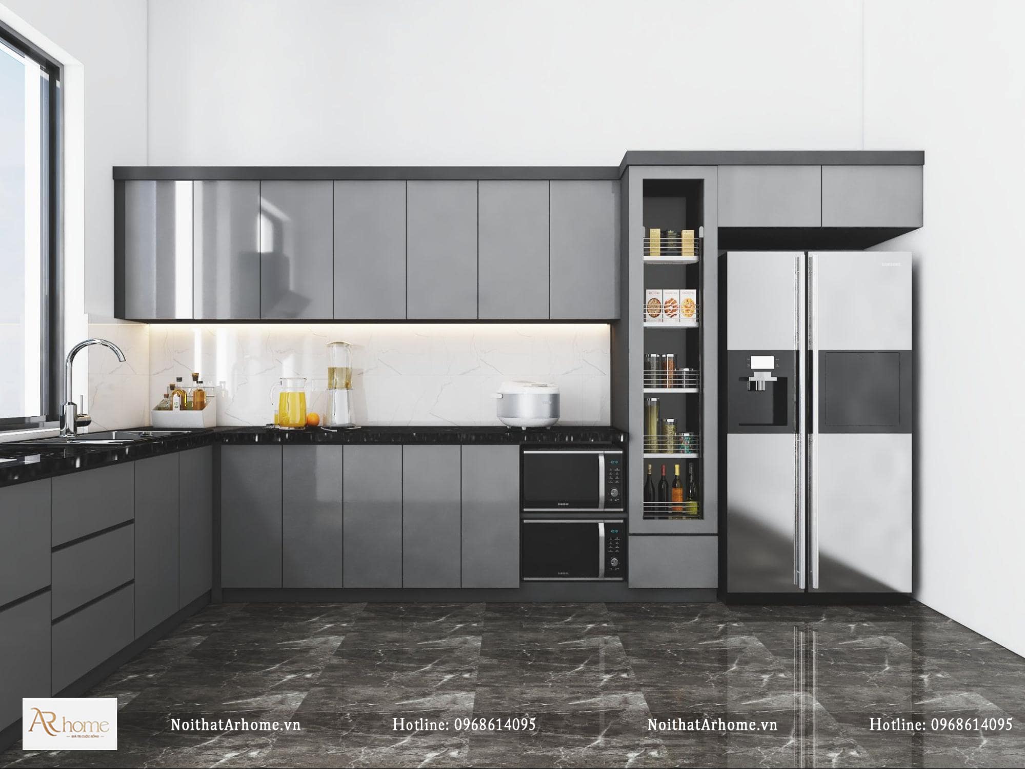 Thiết kế tủ cánh acrylic màu đen