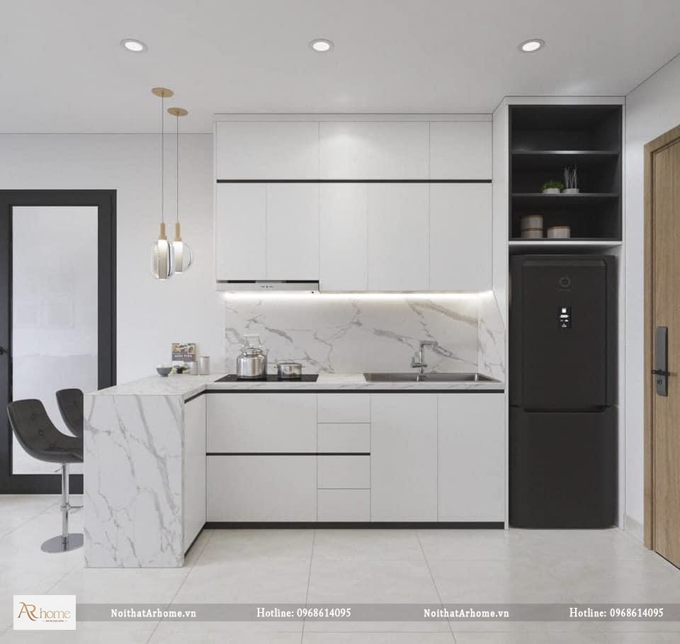 Thiết kế tủ bếp cánh phủ acrylic thiết kế sang trọng