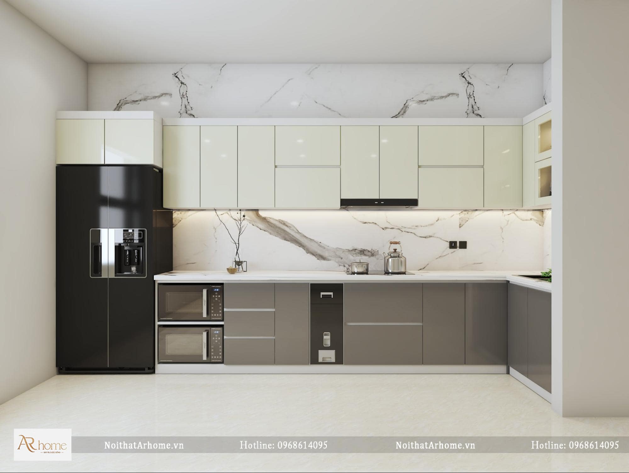 mẫu tủ bếp cánh acrylic đẹp màu vàng