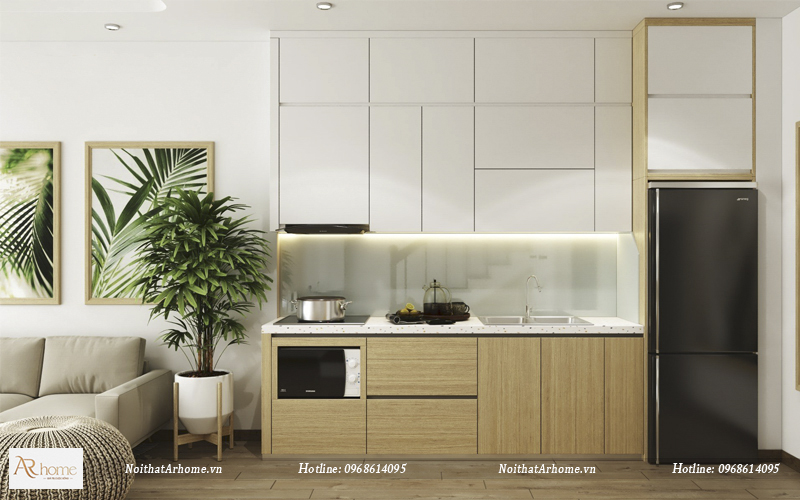Tủ bếp chữ I đẹp cho nhà chung cư