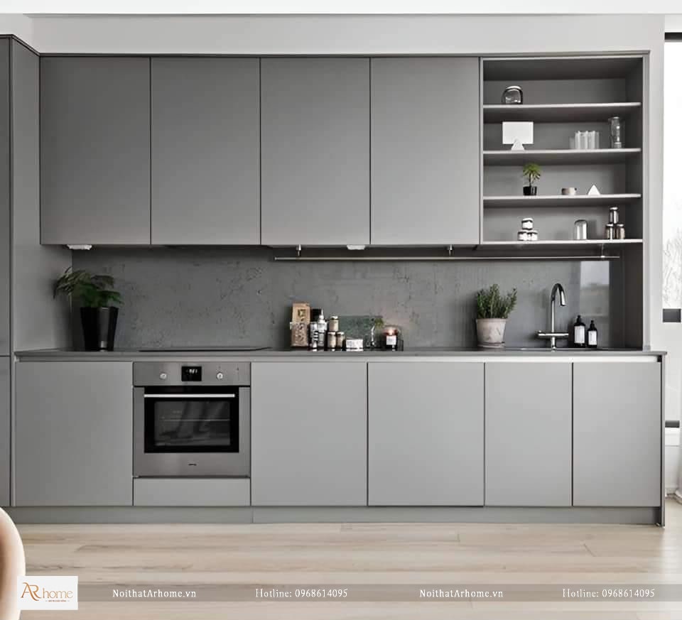 Mẫu tủ bếp hình chữ I đẹp tạo không gian nấu nướng đa dạng
