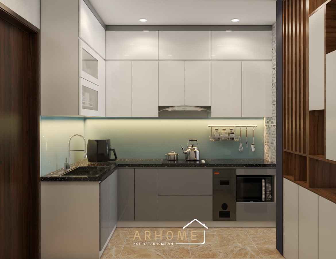 Thiết kế tủ bếp kịch trần dáng hình chữ L