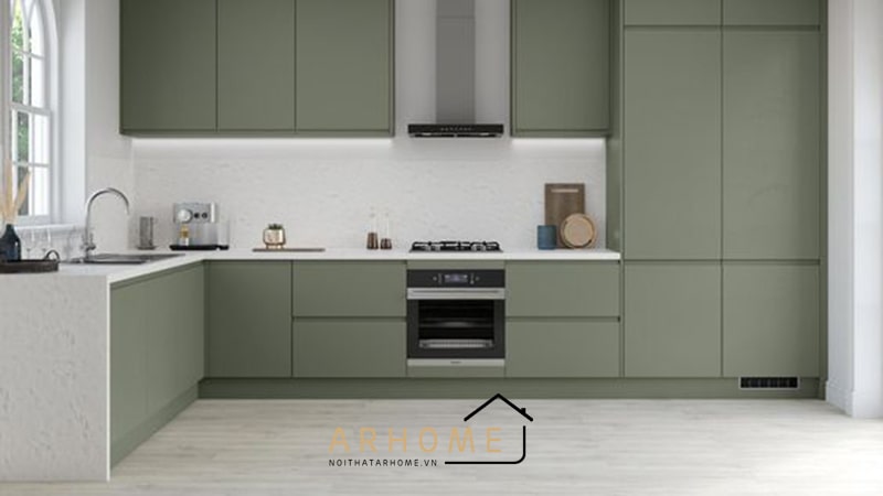 Mẫu tủ bếp chữ L nhỏ đẹp thanh lịch