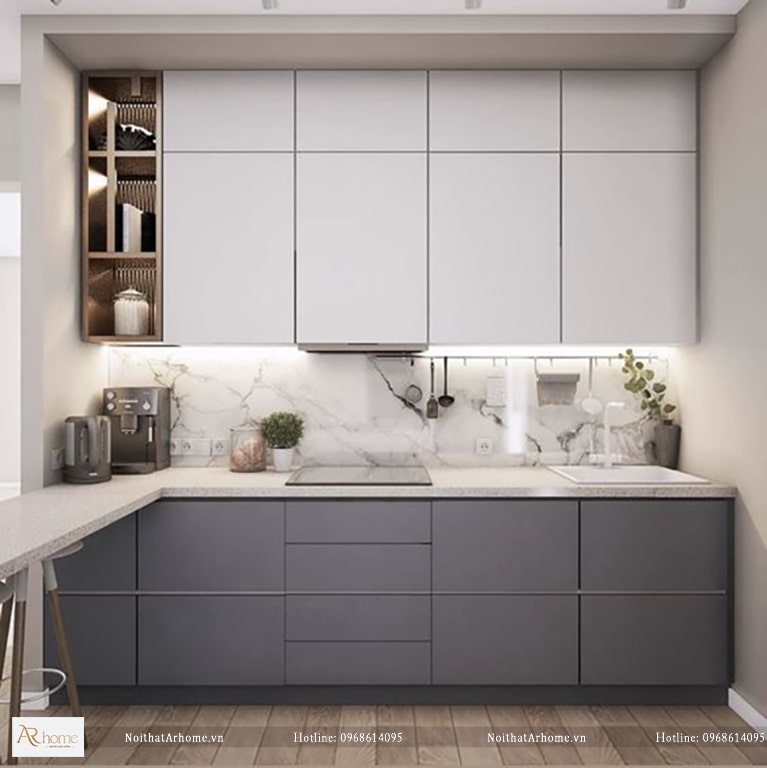 Mẫu tủ bếp hình chữ L đẹp hiện đại