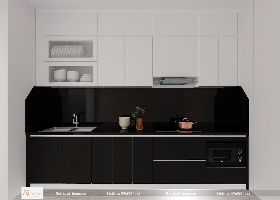 Mẫu tủ bếp nhỏ 2m chất liệu Acrylic cao cấp