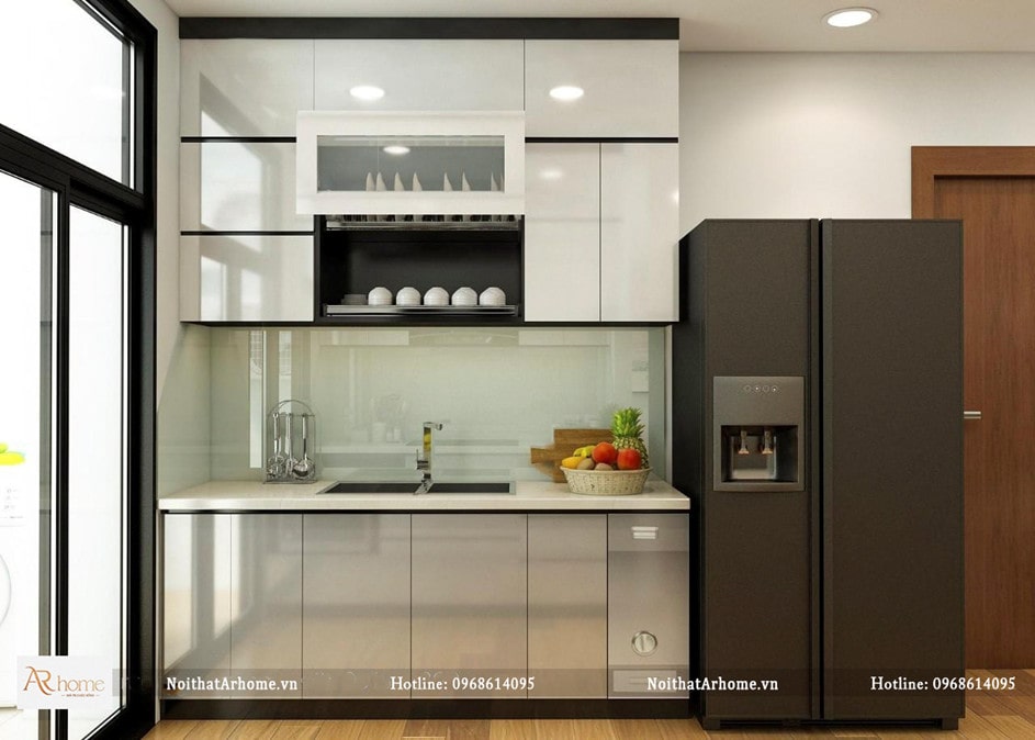 Mẫu tủ bếp nhỏ 2m chất liệu Acrylic hiện đại cho căn bếp của bạn