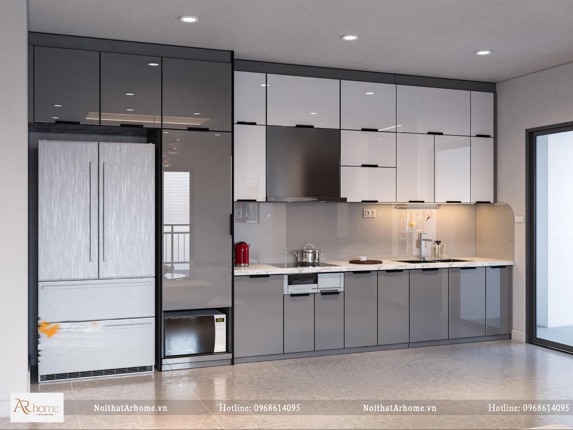 Tủ bếp cánh acrylic có độ bóng cao