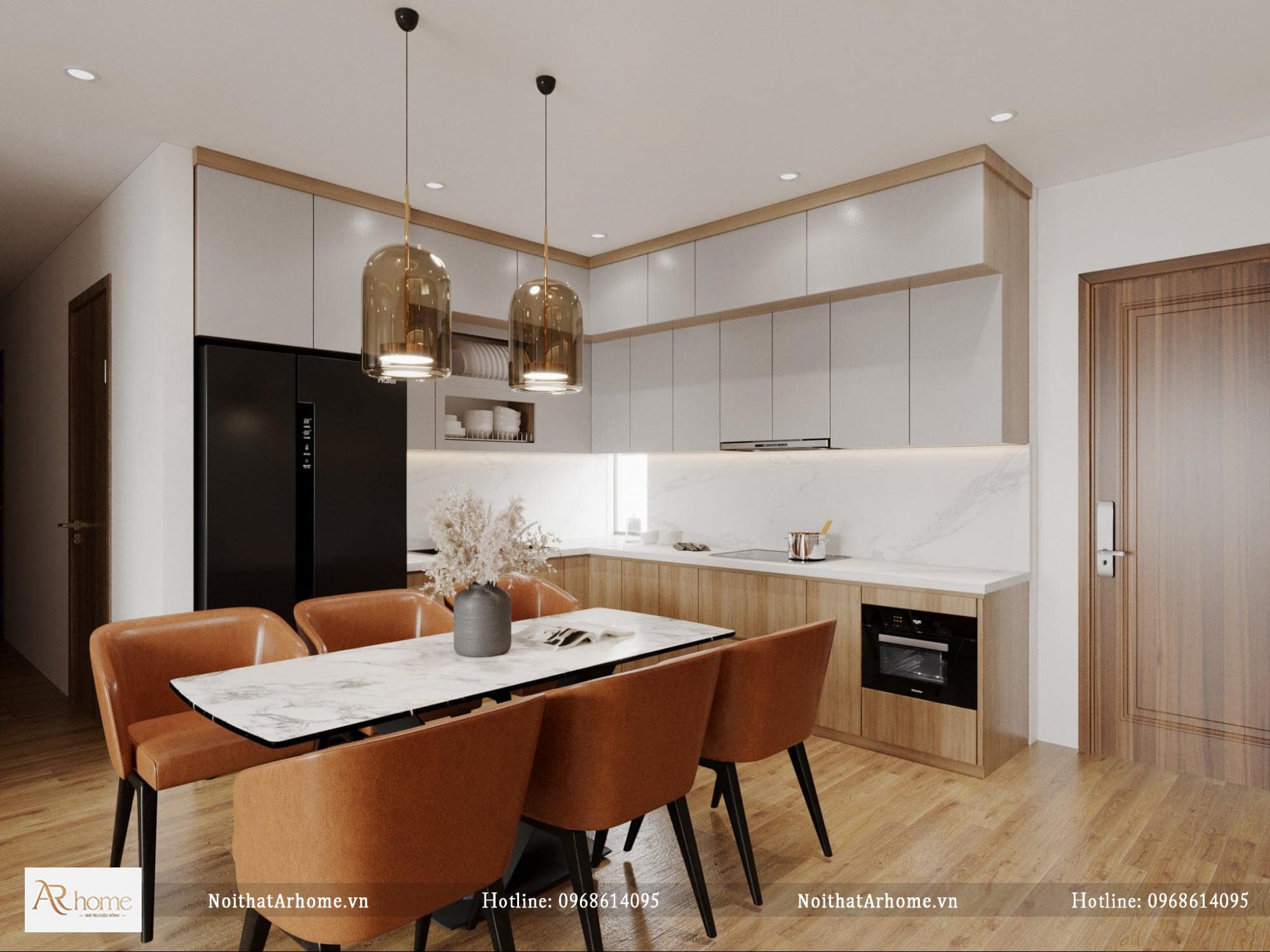 Tủ bếp gỗ công nghiệp phủ acrylic độc đáo