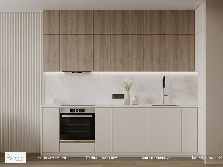 Tủ bếp bằng nhựa Acrylic hình chữ I