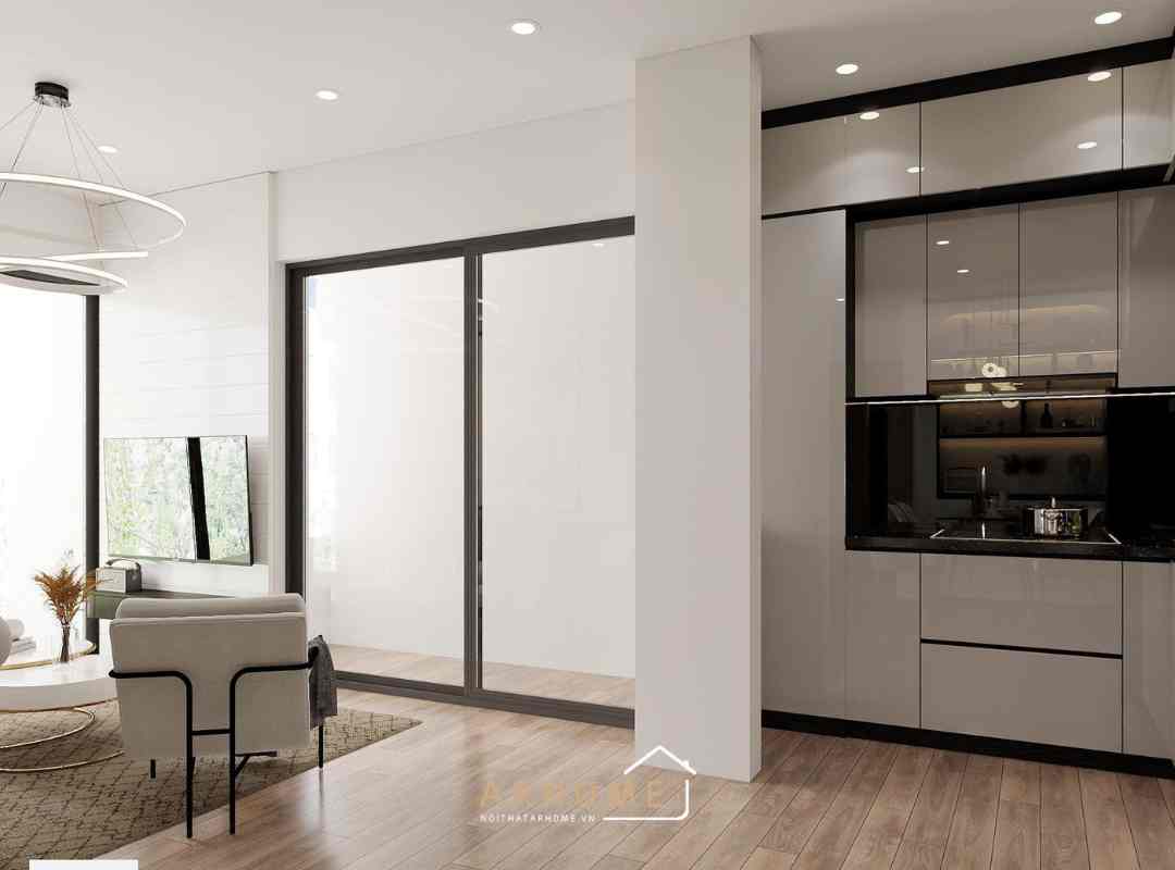 Mẫu tủ bếp thùng nhựa cánh Acrylic màu pastel lựa chọn dịu dàng cho không gian bếp