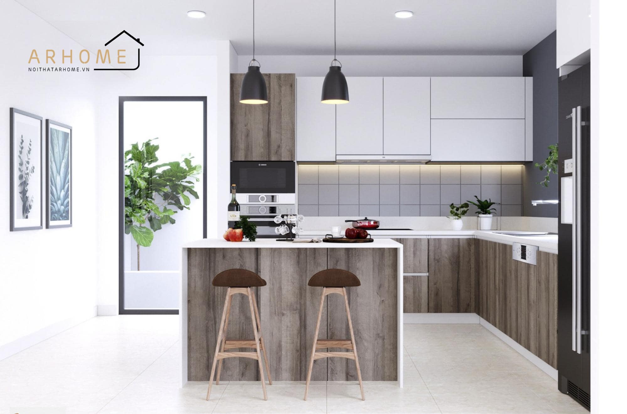 Phân chia công năng bếp chữ L nhỏ đẹp hợp lý