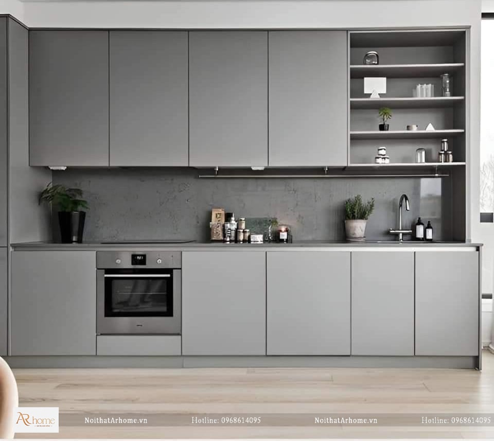 Thiết kế tủ bếp chữ I hiện đại tinh tế