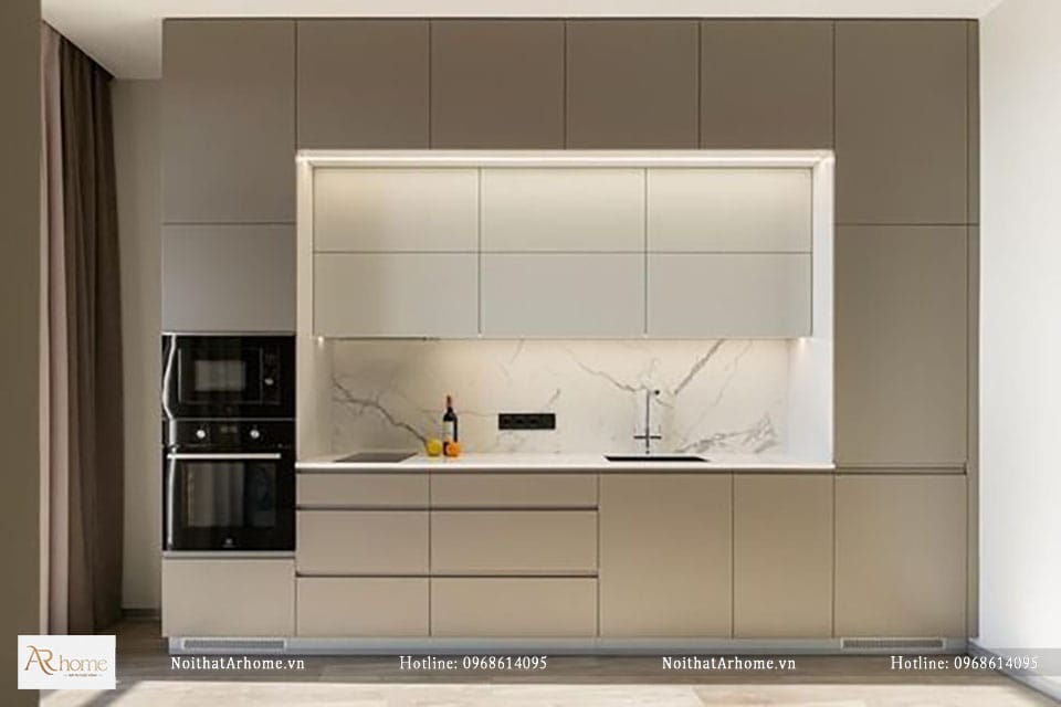 Tủ bếp chữ I thiết kế kịch trần
