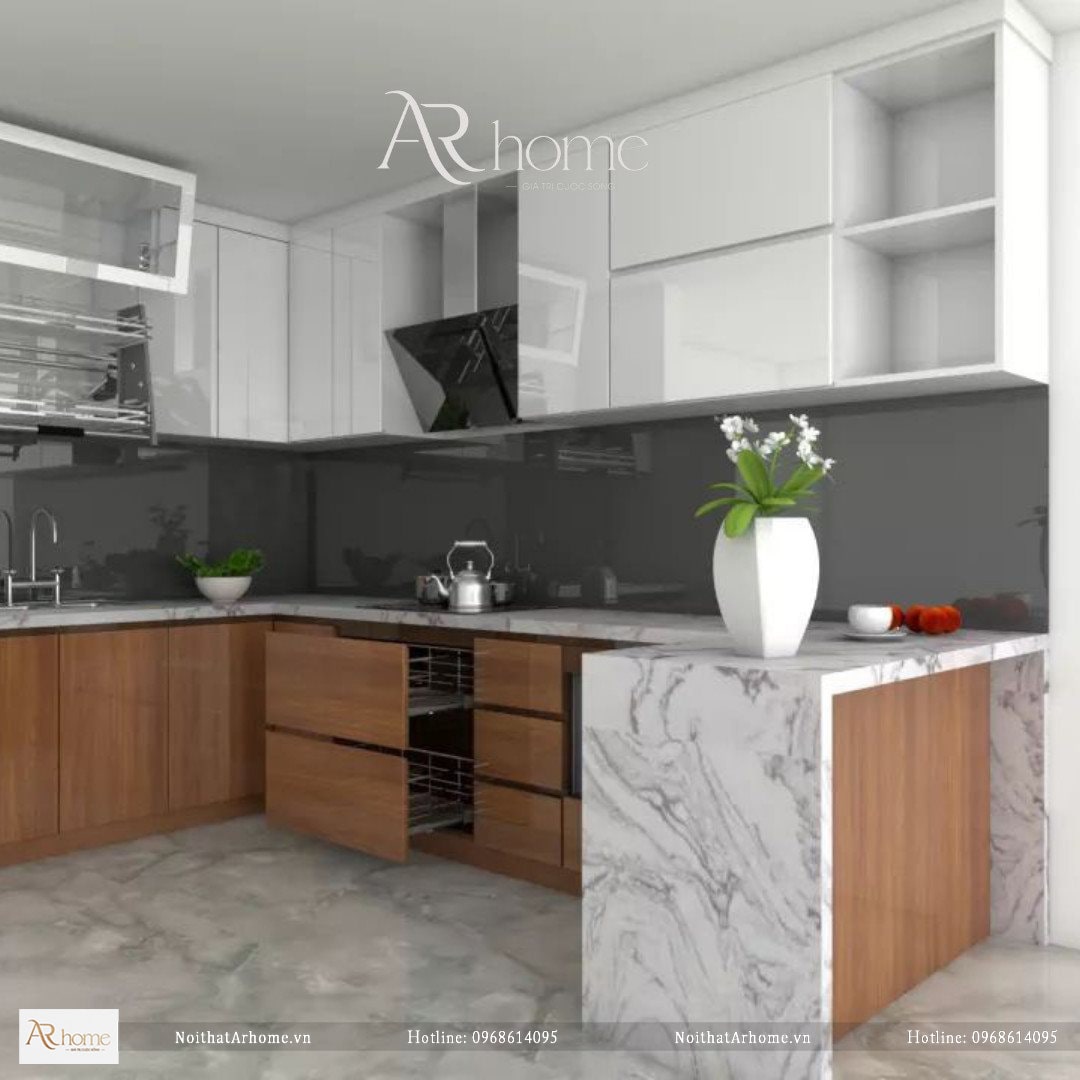 Xu hướng thiết kế tủ bếp nhựa acrylic mở