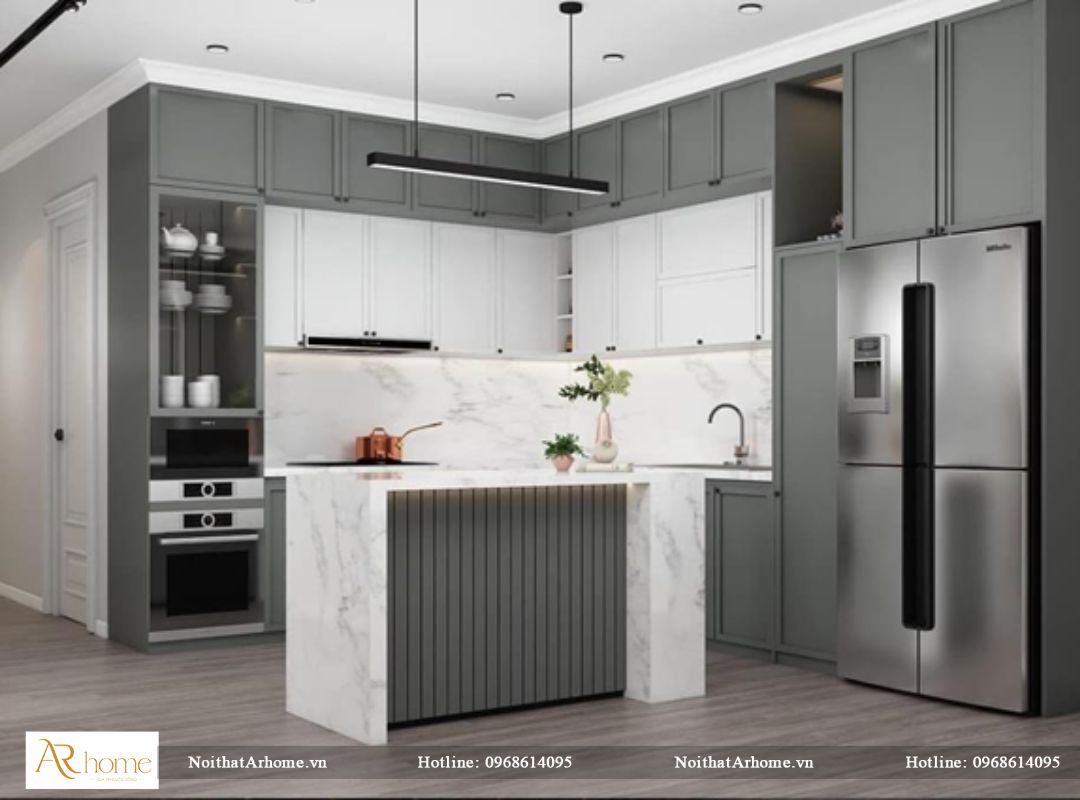 Tủ bếp tân cổ điển thiết kế độc đáo