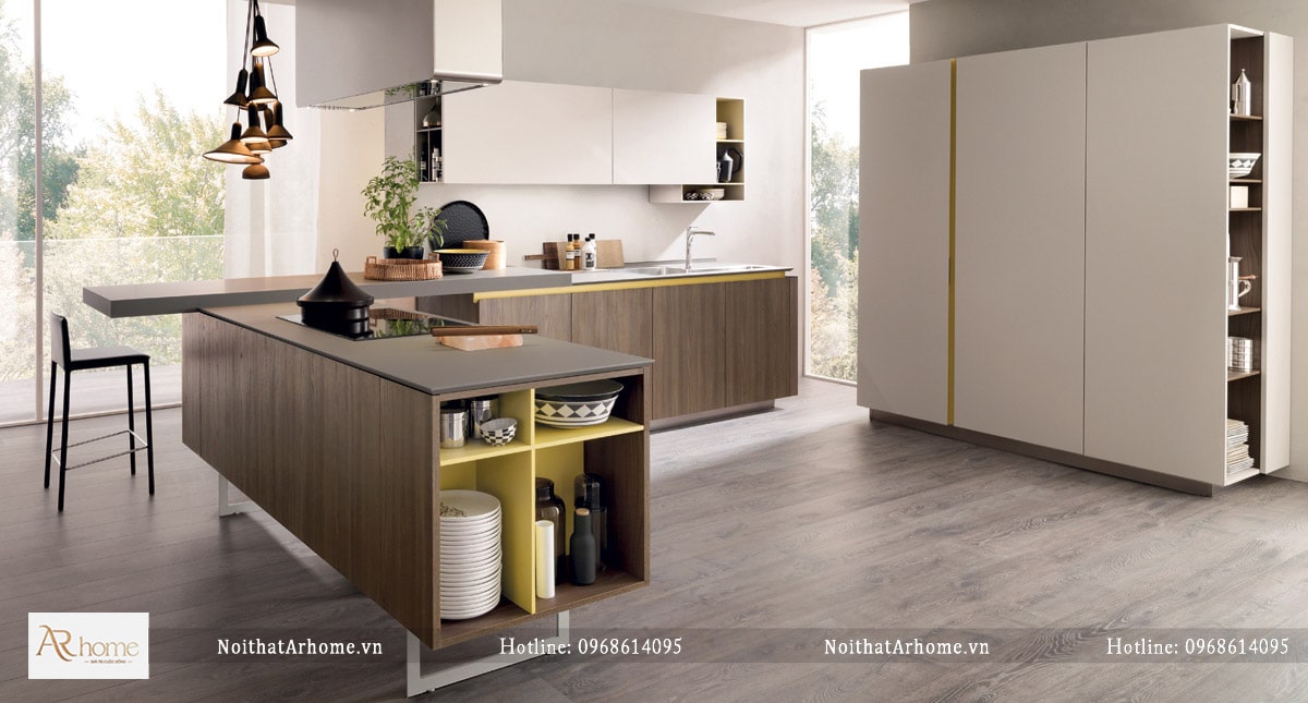 Tủ bếp acrylic hiện đại và tiện nghi