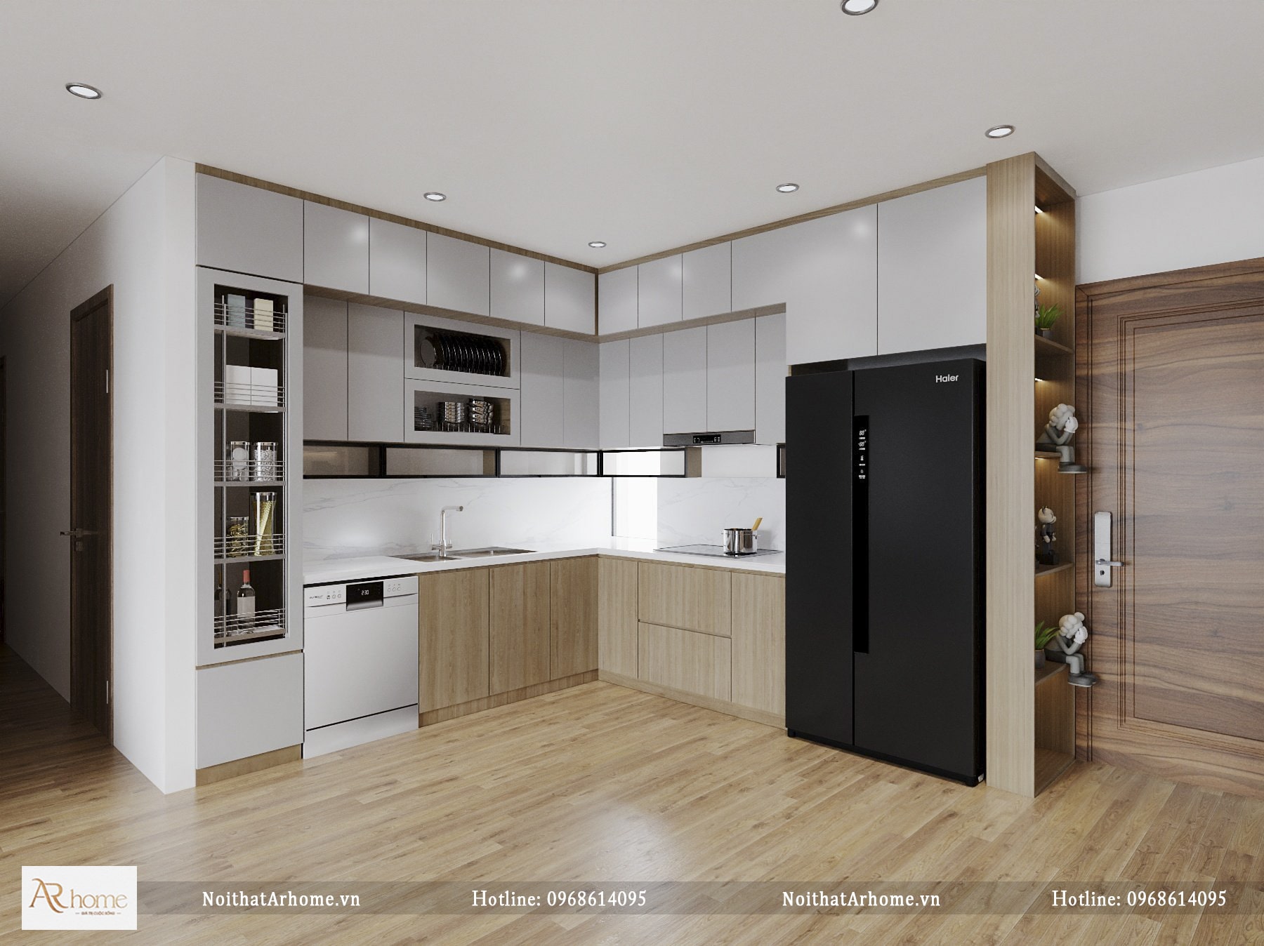 Tủ bếp cánh phủ Acrylic hiện đại
