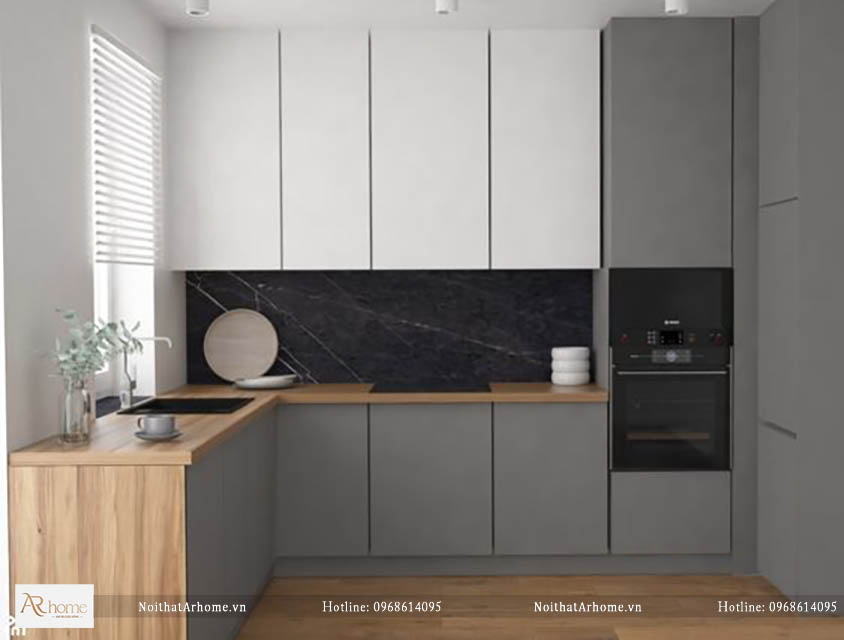 Tủ bếp gỗ MDF chống ẩm cánh phủ Acrylic
