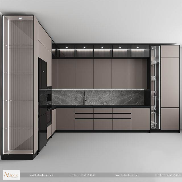 Tủ bếp inox 304 cánh phủ Acrylic