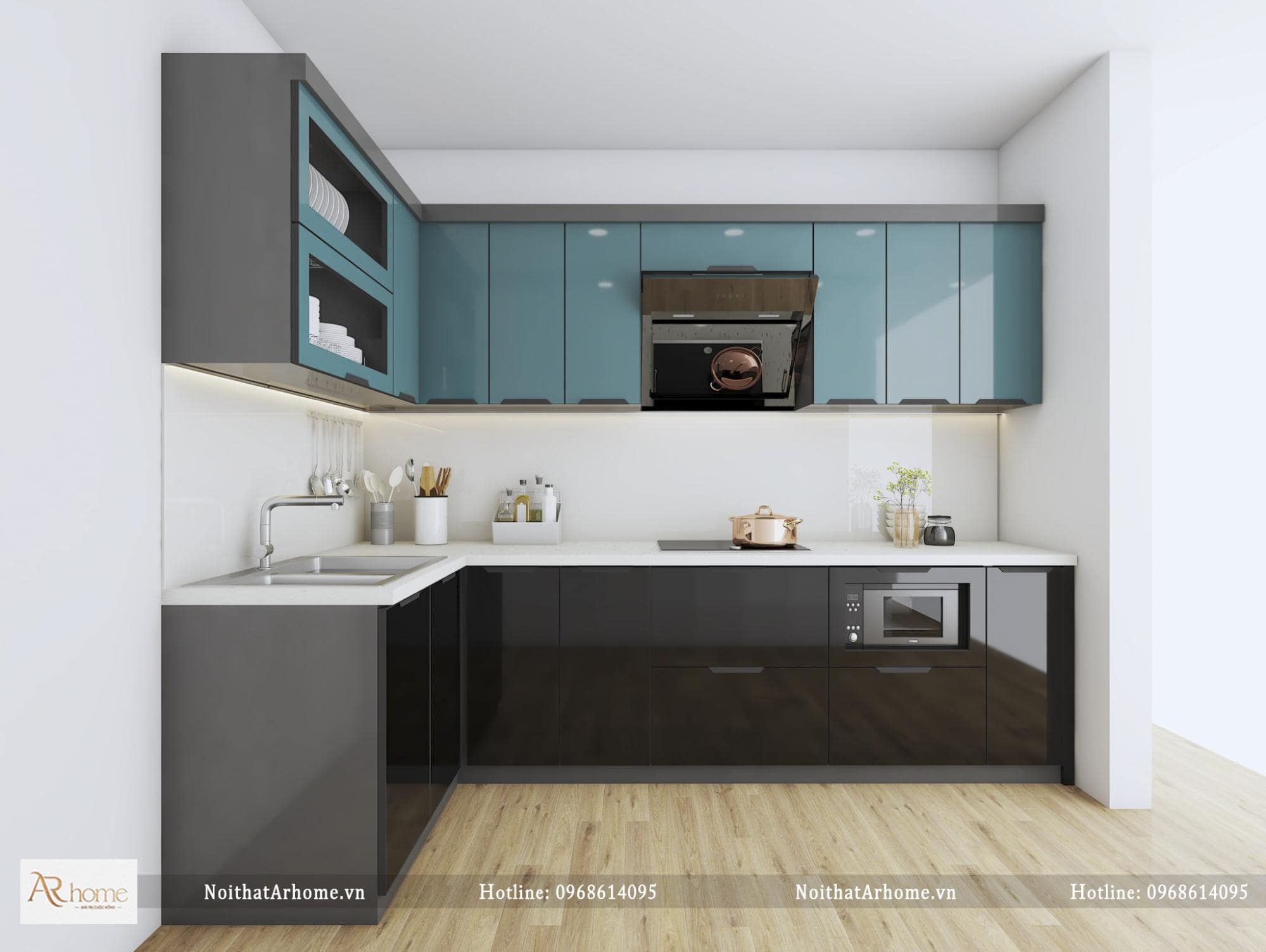 Tủ bếp inox 304 kiểu dáng chữ L