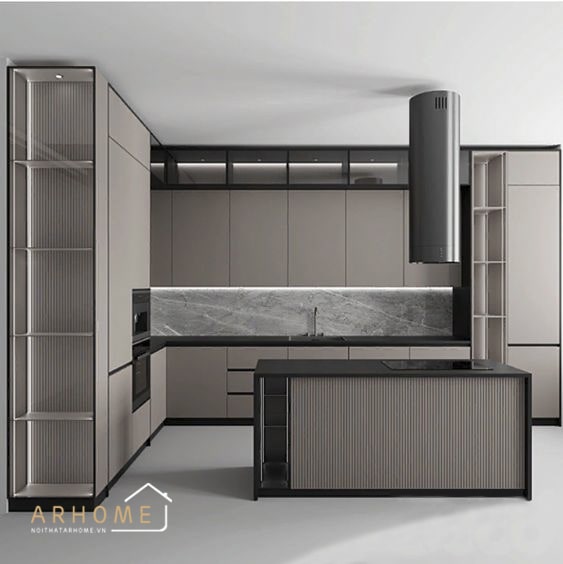 Tủ bếp Inox cánh Acrylic hiện đại