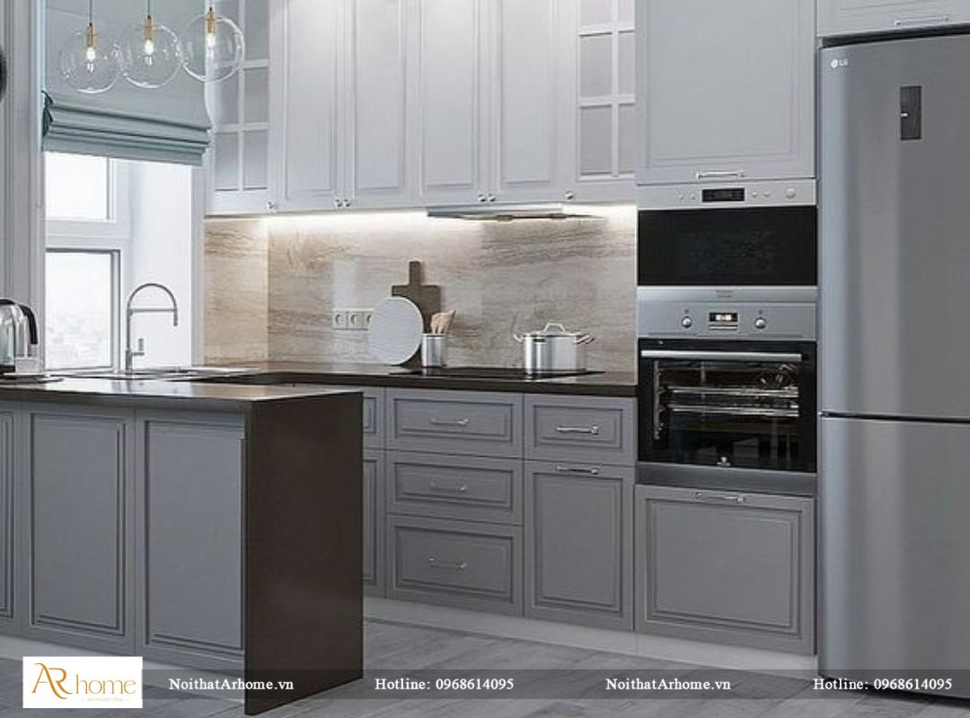 Tủ bếp nhựa tân cổ điển phù hợp với thiết kế nội thất