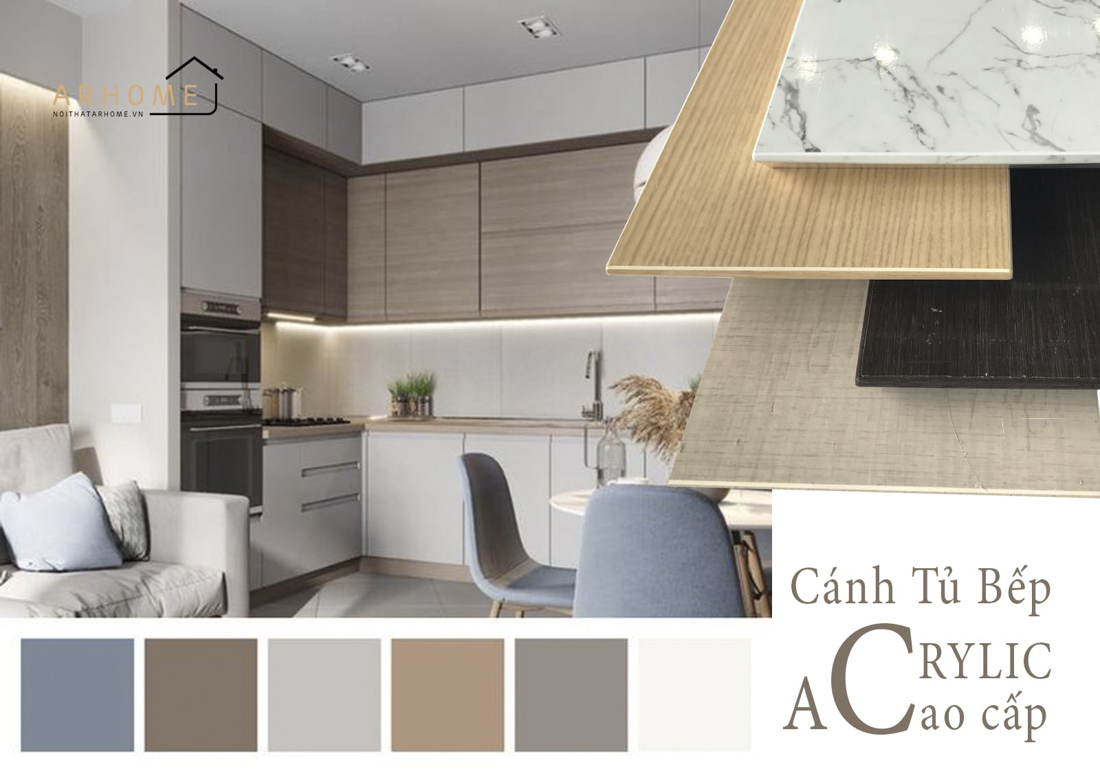 Tủ bếp cánh phủ Acrylic cao cấp