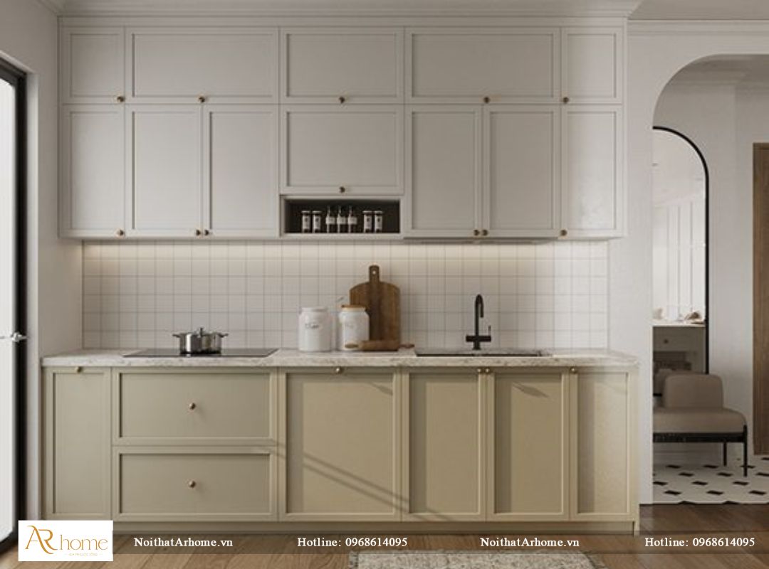 Tủ Bếp Tân Cổ Điển Với hiều Tính Năng Tiện Ích
